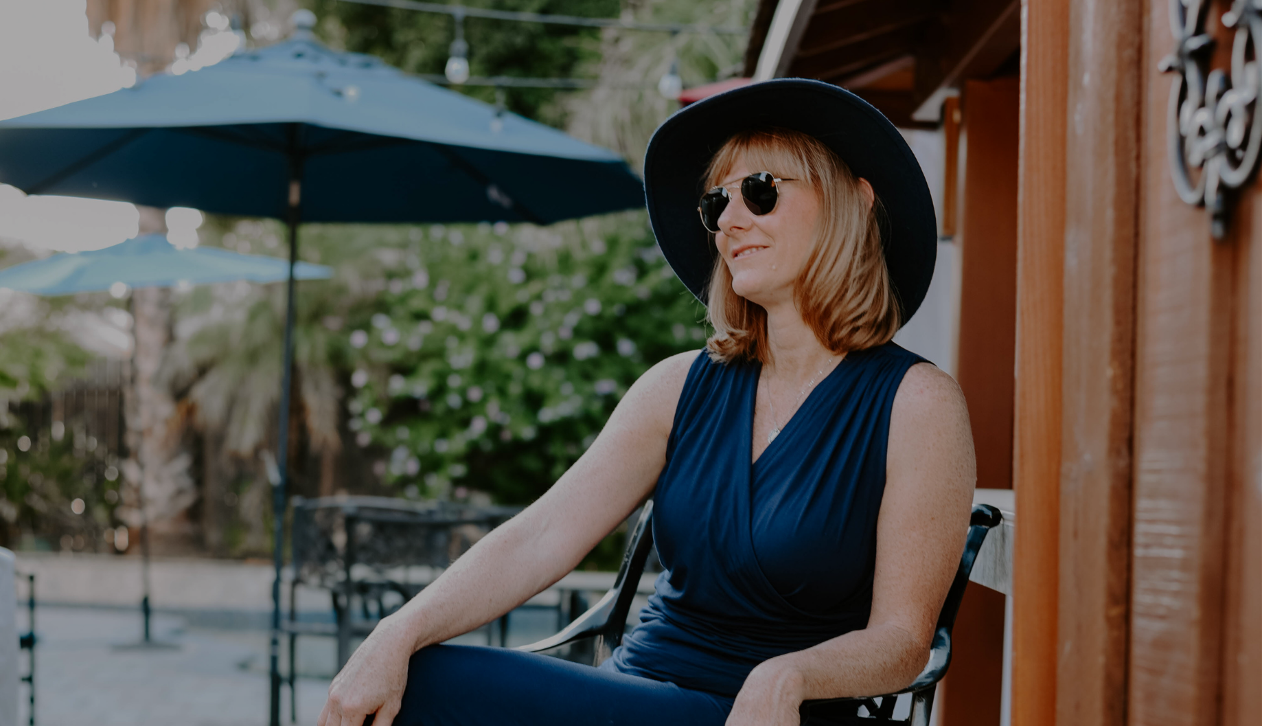 braless wrap style top in in blue color