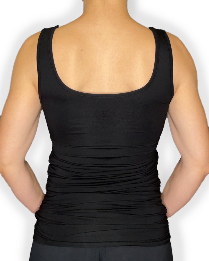 Black Bamboo Fabric Braless Cami Tank Top - Back