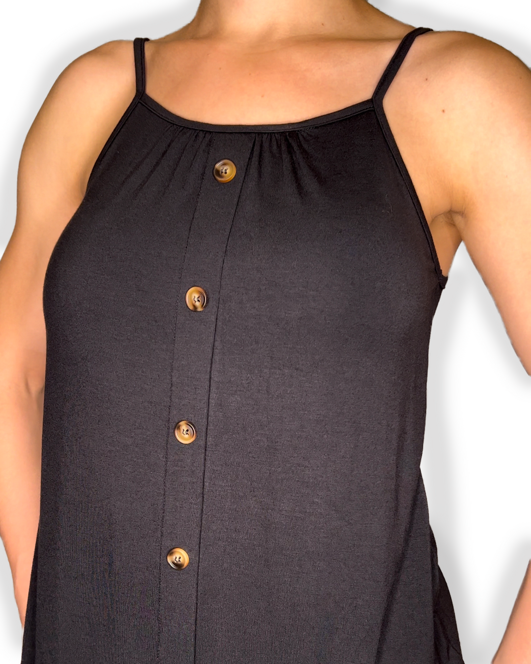 Stylish and comfortable AMY Braless Tank Top with front button style