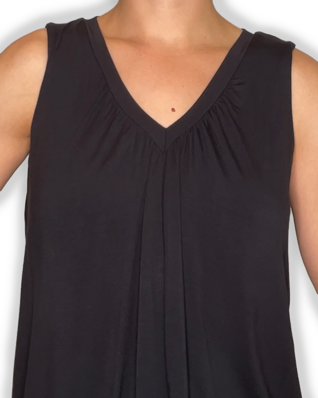Jia+Kate braless bamboo top in black color Ashley style front