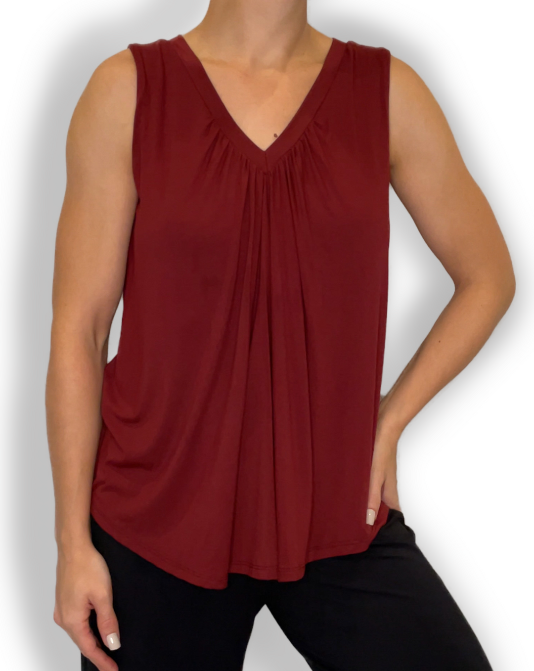 Jia+Kate braless bamboo top in maroon color Ashley style