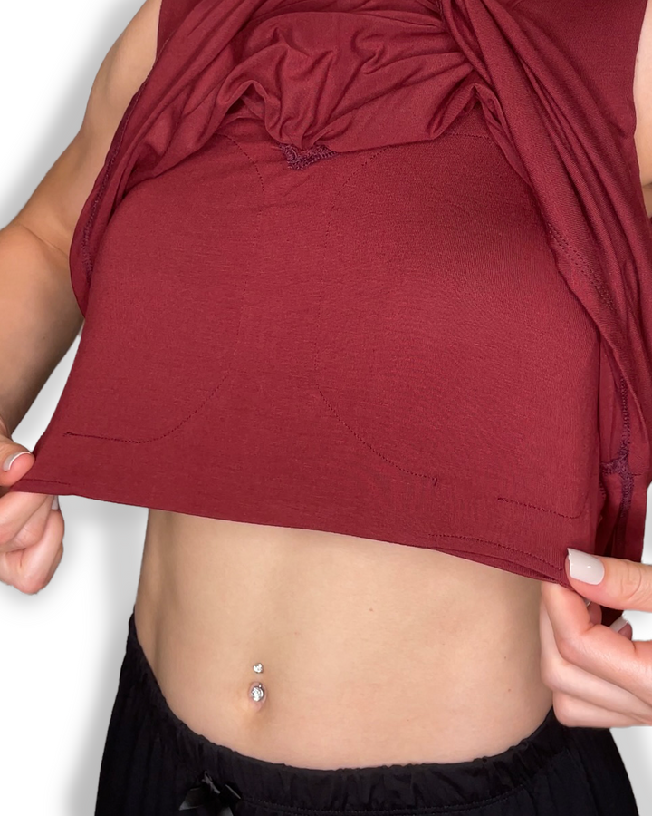 Jia+Kate braless bamboo top in maroon color Ashley style inner side