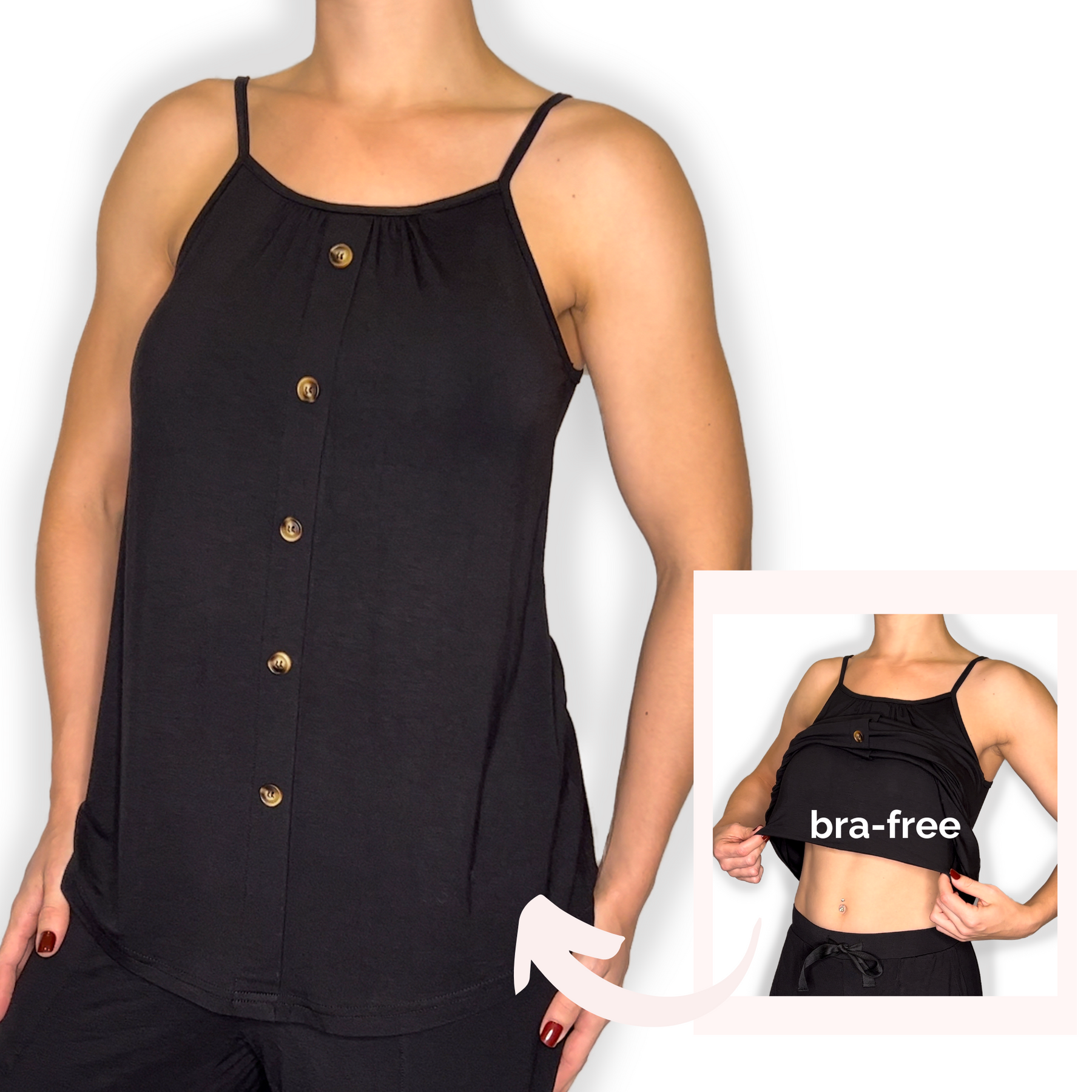 Bra-Free “Amy” Comfort Top with No-Elastic Cup Coverage Layer Bra-Free “Amy” Comfort Top with No-Elastic Cup Coverage Layer
