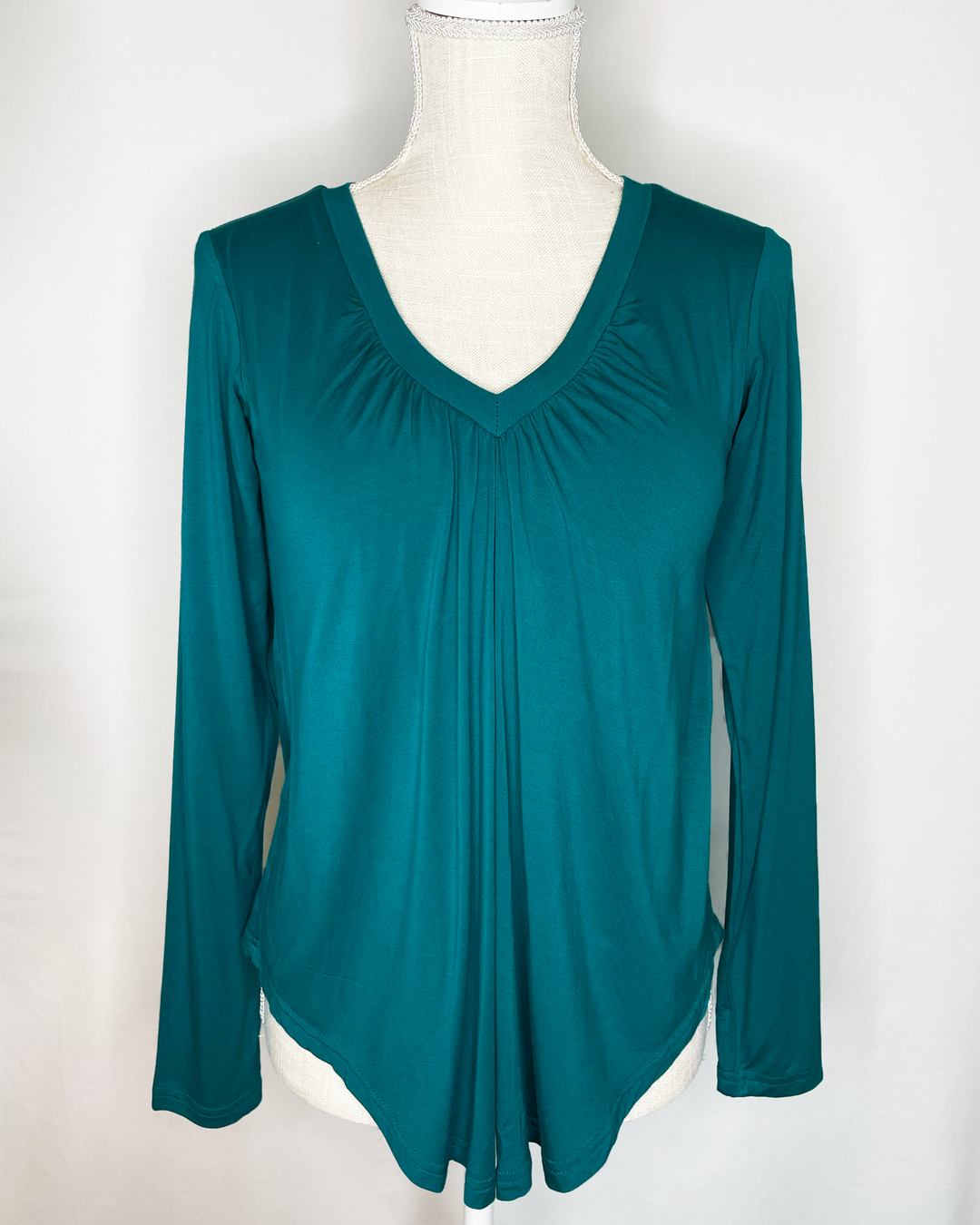 Darci Women's Bamboo Long Sleeve Top in Teal color front view