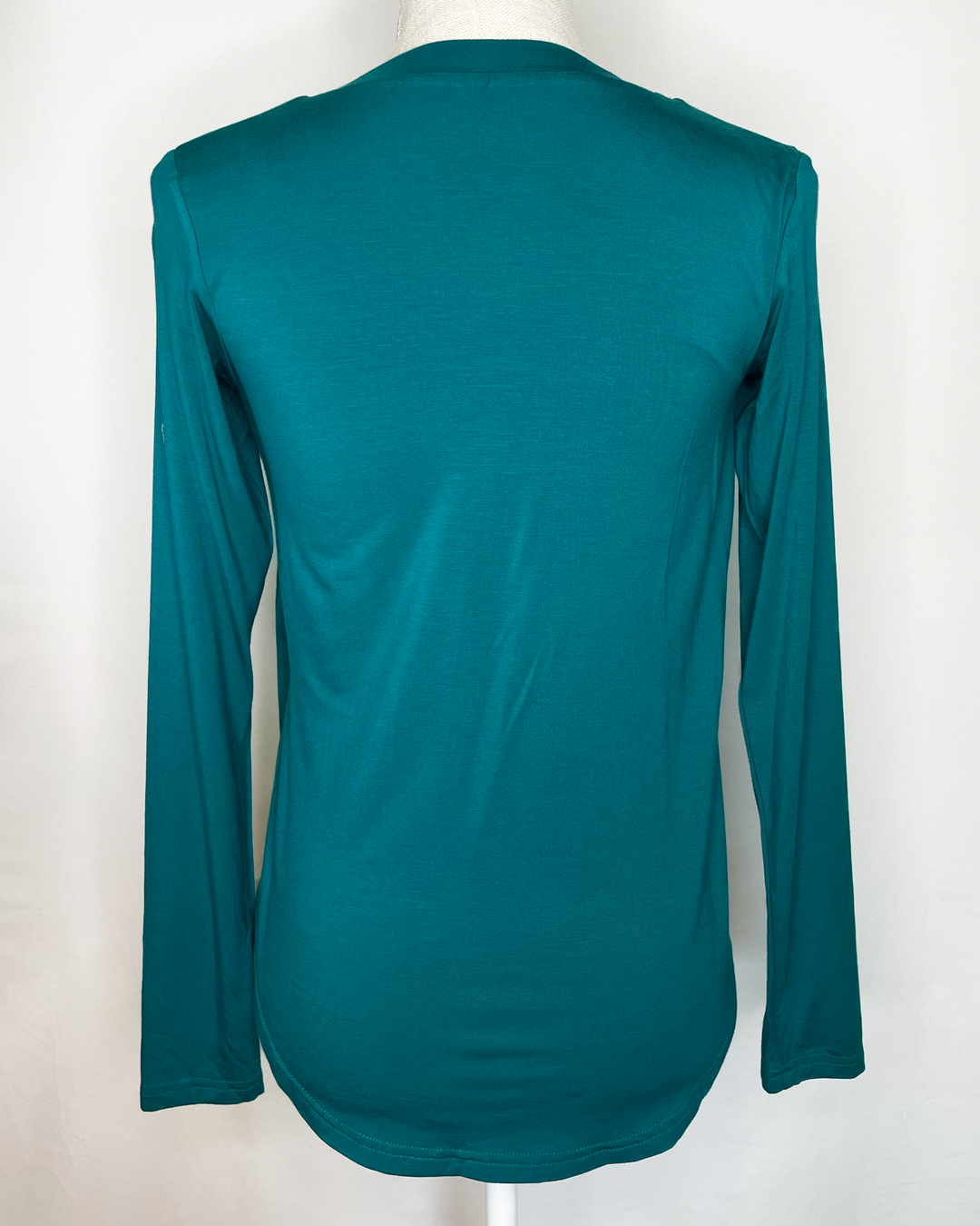 Darci Women's Bamboo Long Sleeve Top in Teal color Back view