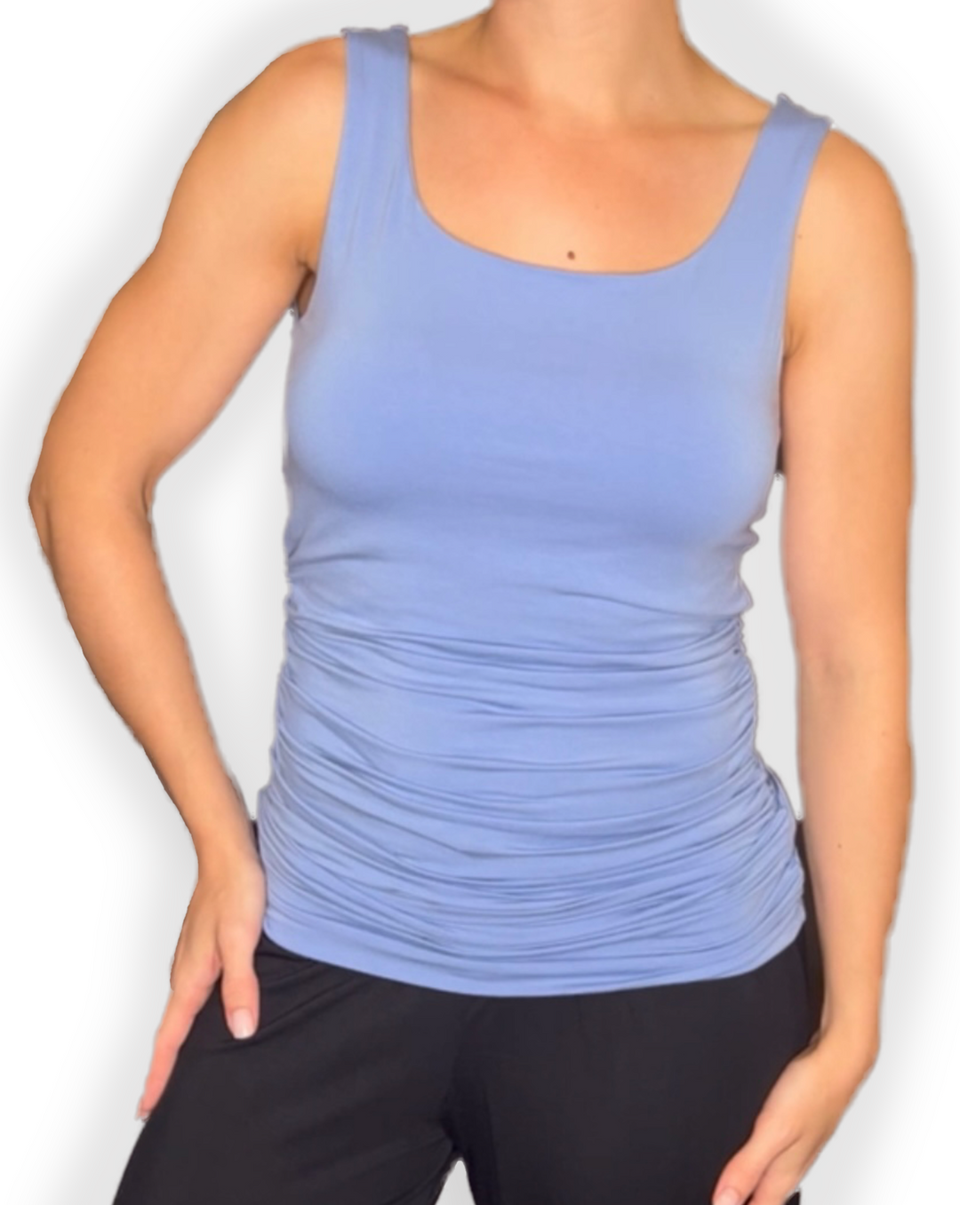 Sky Blue Braless Bamboo Tank Top - front