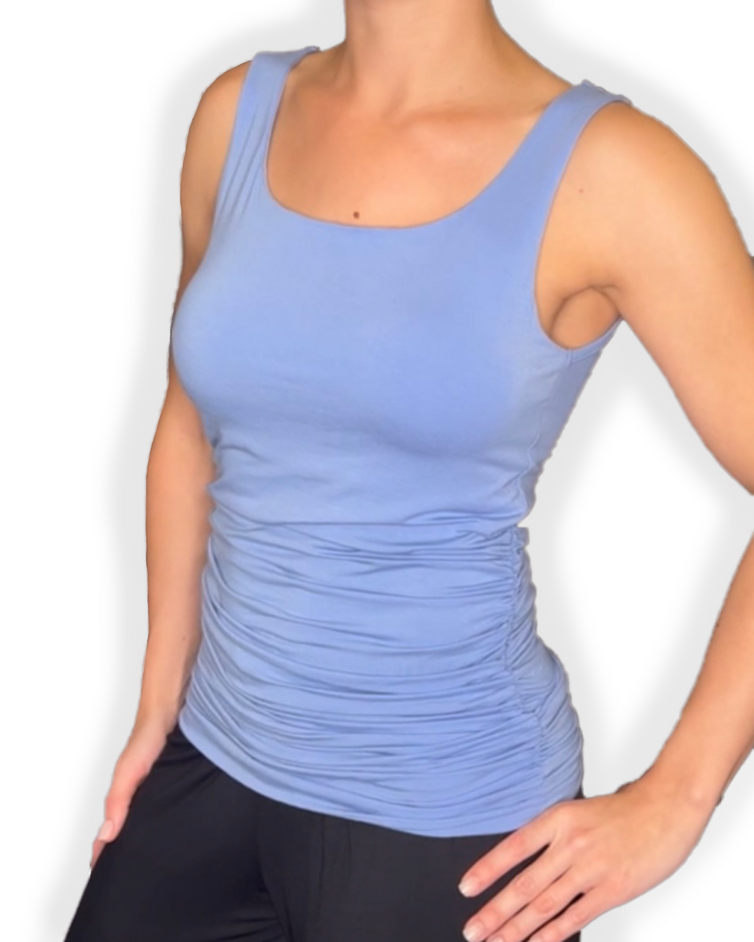Lucky Brand Sleeveless Scoop Neck Swing Cami Top in Blue