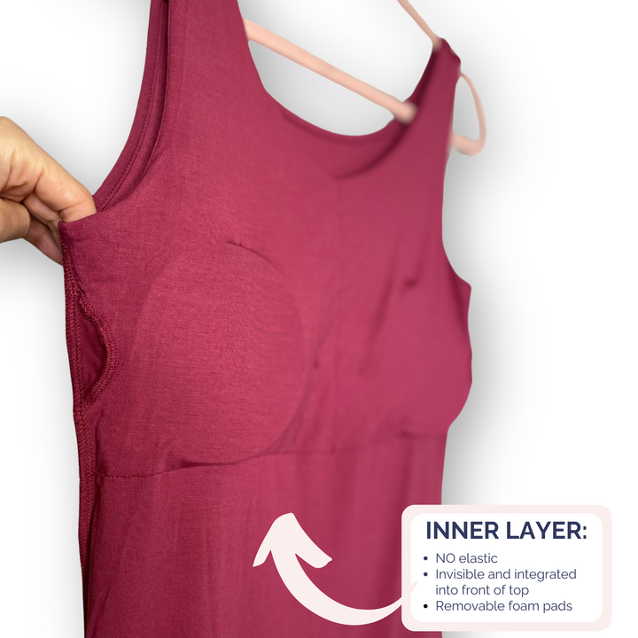 Bra-Free “Lori” Comfort Top with No-Elastic Cup Coverage Layer; Slim Tank Bamboo