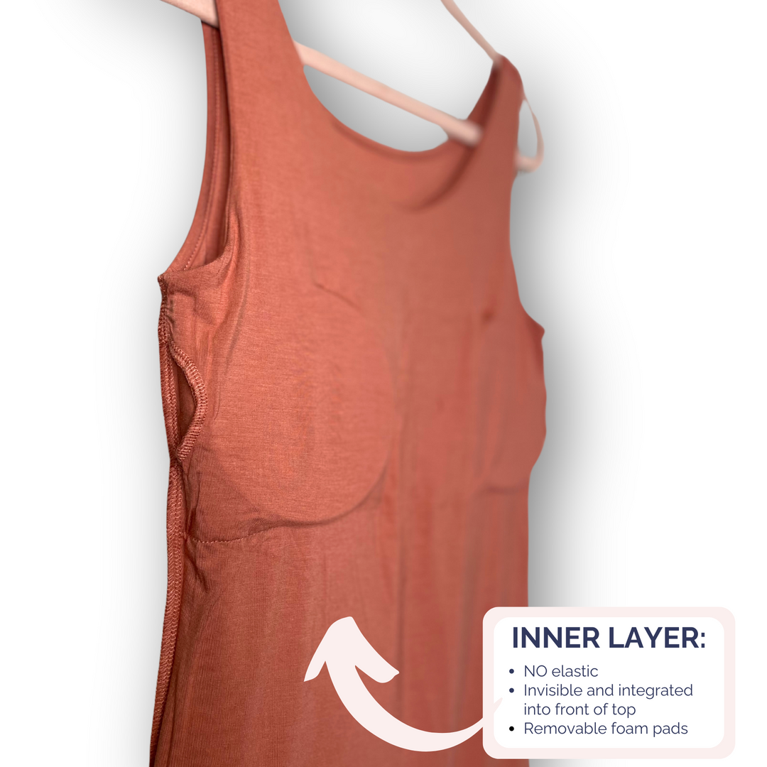 Bra-Free “Lori” Comfort Top with No-Elastic Cup Coverage Layer; Slim Tank Bamboo