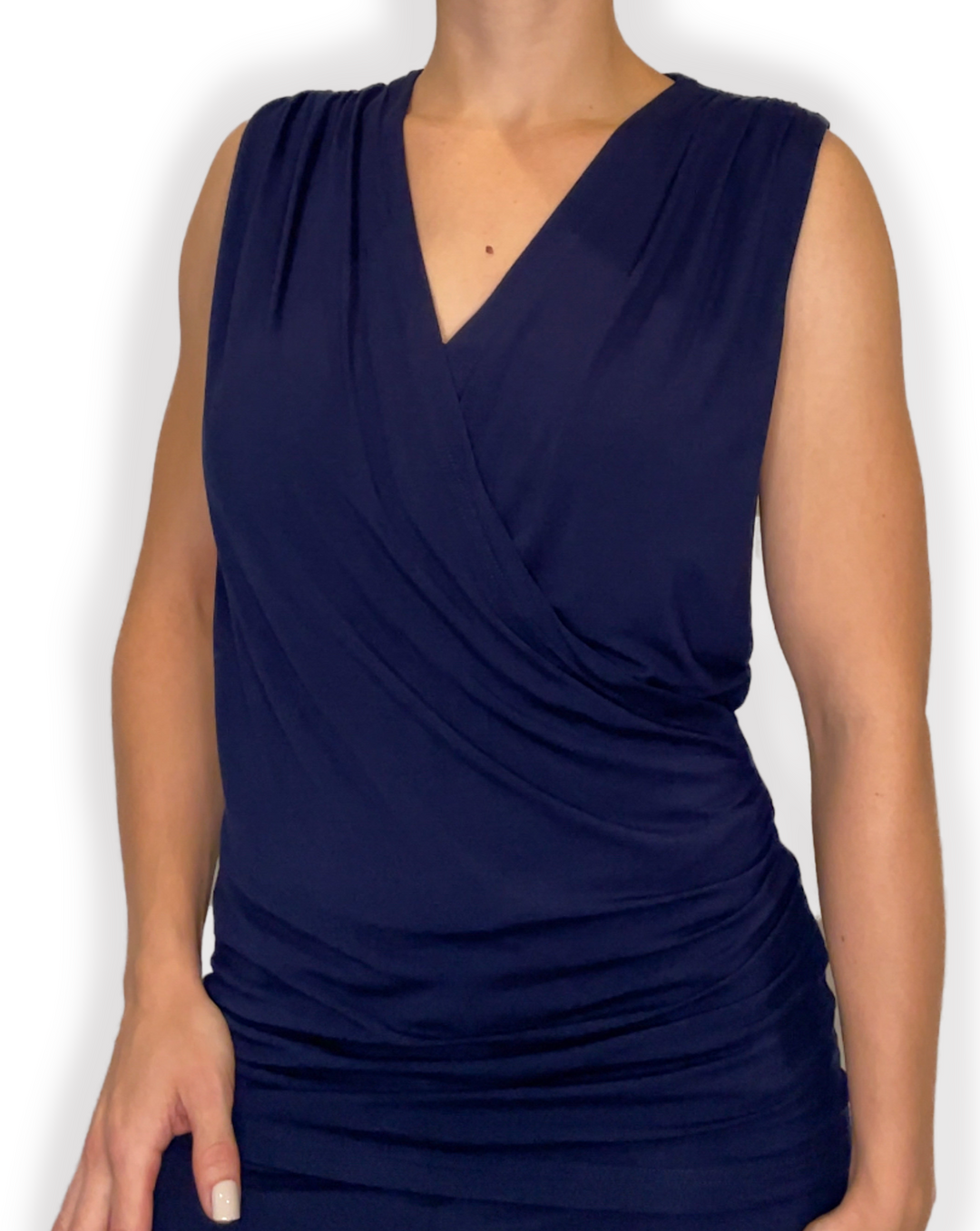 Stylish MELANIE Braless Bamboo Wrap Tank top in navy blue color